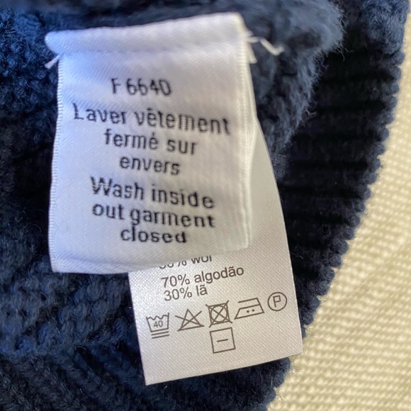 Lacoste Navy Cotton Wool Oversized Preppy Nautical Coastal Sweater-Sz-M - Picture 12 of 16